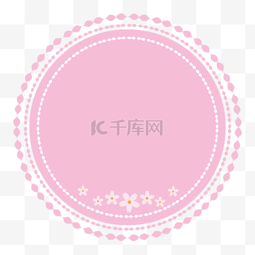 粉白色樱花可爱元形边框矢量图片