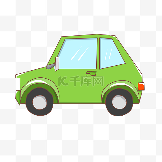 卡通绿色小汽车插画图片
