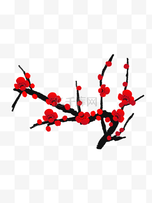 冬季梅花中国风红梅花可商用素材图片
