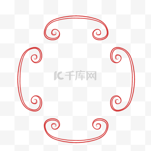 红色手绘线条线性图形中国风图片