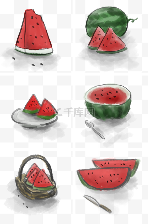 处暑中国水墨水果西瓜图片