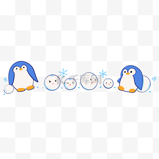 小动物企鹅分割线插画图片