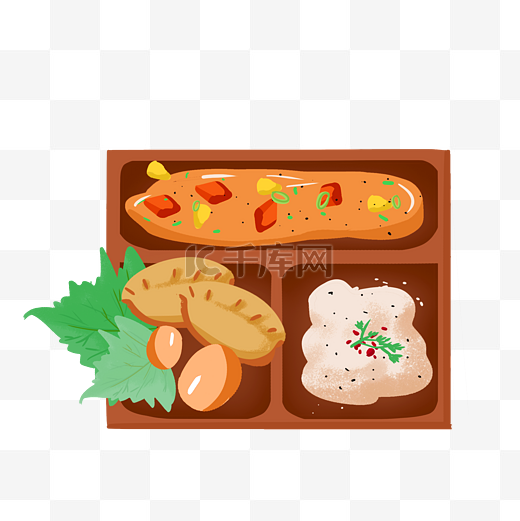 美味中式午餐手绘插画图片