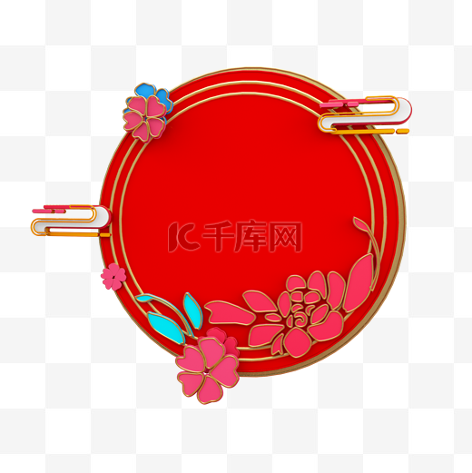 中国风微立体背景板C4D电商装饰元素图片