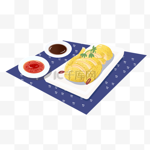 中国传统美食之粤菜手绘白切鸡图片