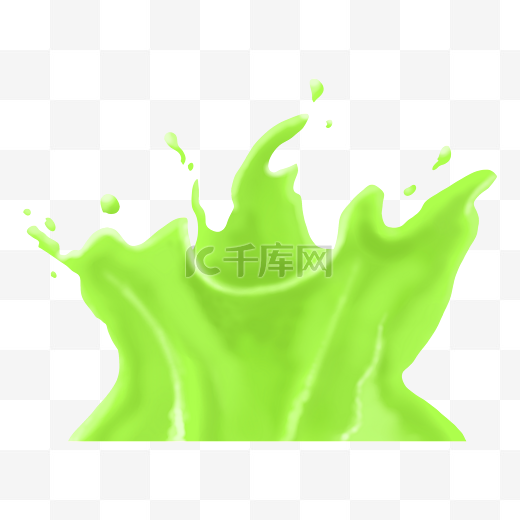 绿色苹果汁喷溅插图图片