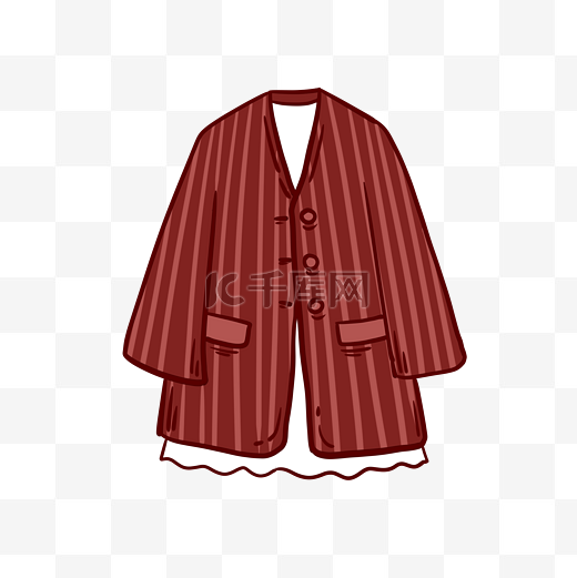 卡通可爱免抠矢量春季服装红色西装条纹外套图片
