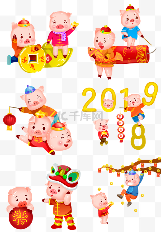 猪年卡通春节新年农历2019图片