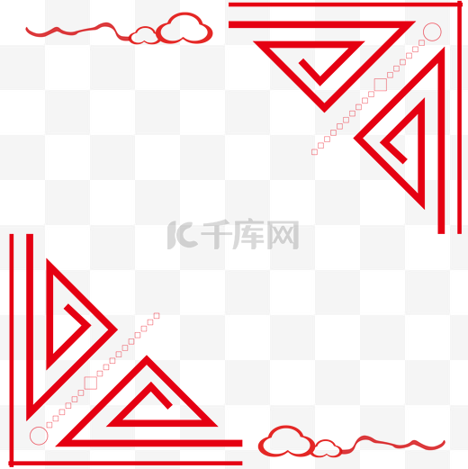 手绘中国风窗花边框剪纸祥云几何体图片