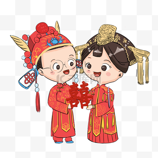 中式婚礼爱人夫妻双喜图片