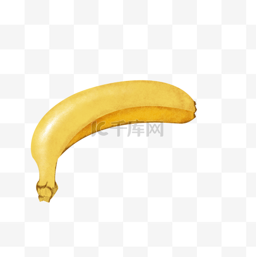 黄色一根香蕉新鲜水果绿色食品天然健康手绘写实图片