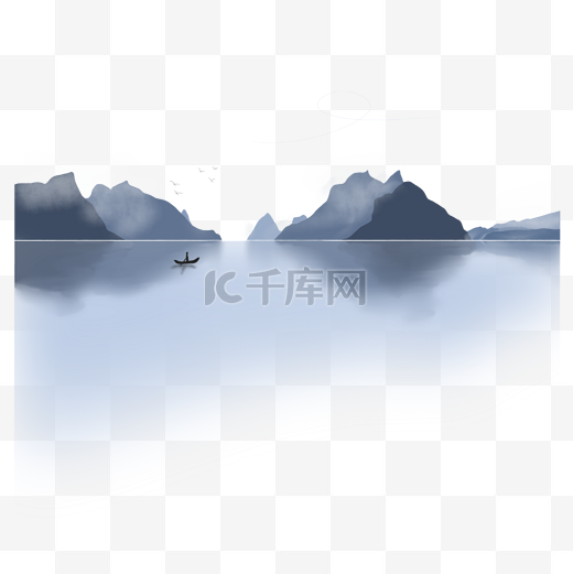 手绘中国山水彼岸图片