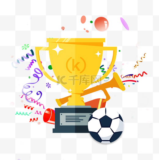 足球世界杯奖杯设计插画图片
