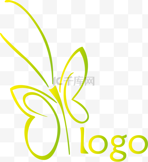 蝴蝶简约绿色logo图片