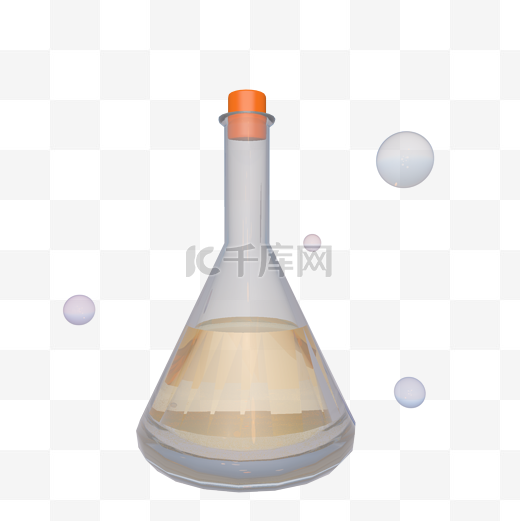 C4D长口锥形瓶化学器具图片