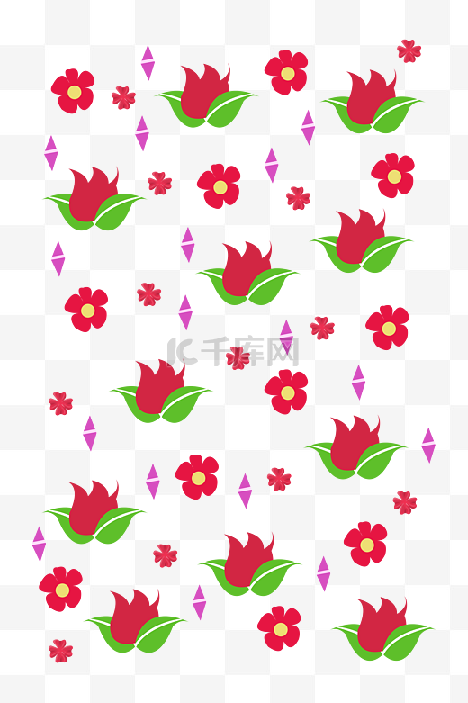 红色的花卉底纹插画图片
