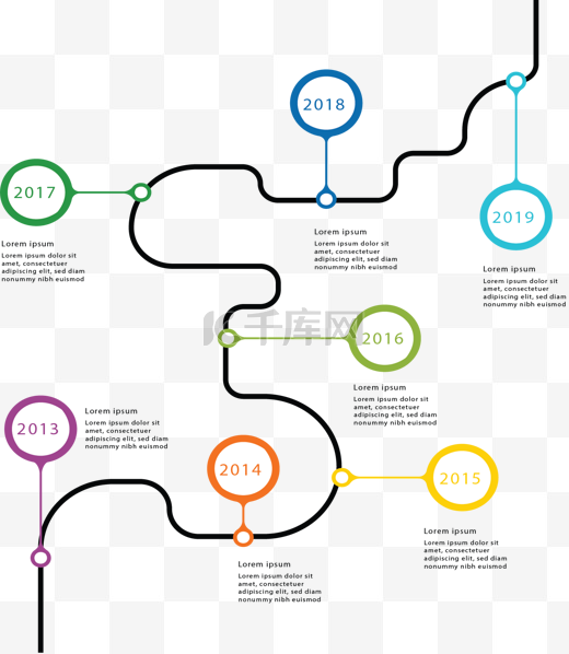 彩色时间轴图表弯道图片