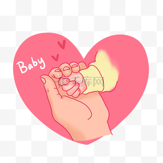 卡通手绘手握婴儿小手PNG免抠素材图片