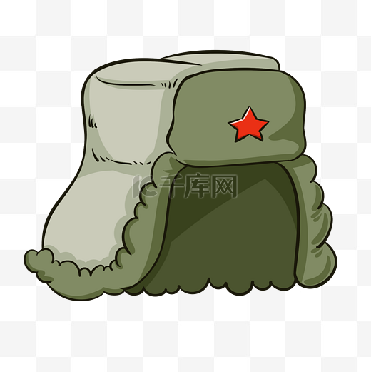 红军物件棉帽插画图片