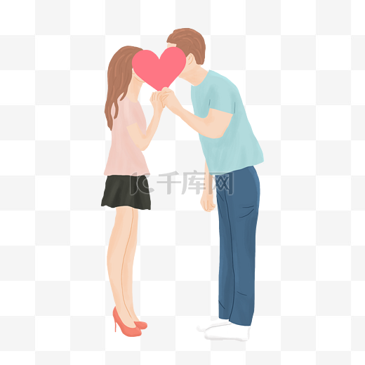 恋爱中的情侣亲吻PNG图片