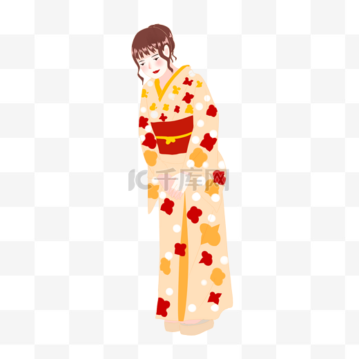 日本和服女生女孩日式服装传统扁平风矢量可爱小清新图片