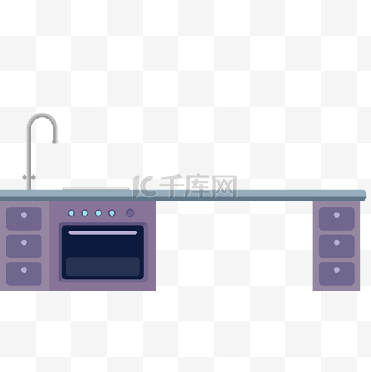 厨房用品厨具灶台手绘插画psd图片