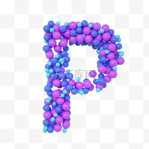 C4D气球立体字母P元素图片