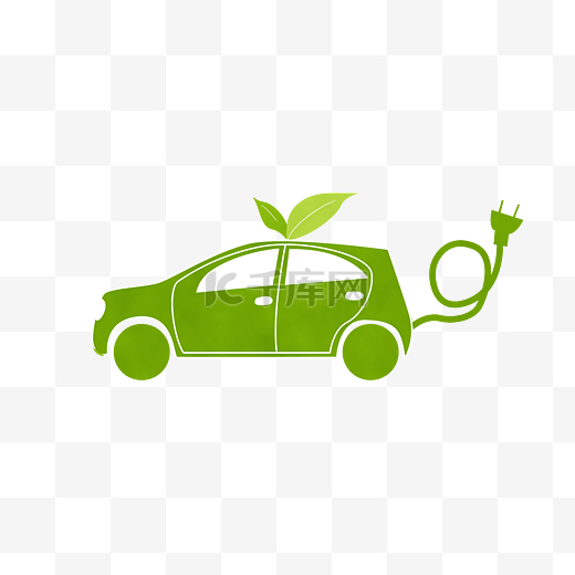 绿色新能源汽车插画图片