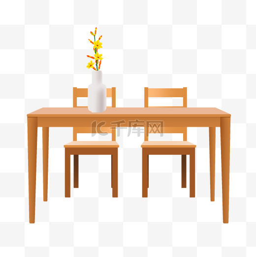 手绘木质桌椅插画图片
