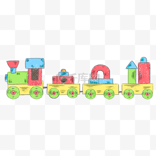 61水彩儿童玩具小火车图片