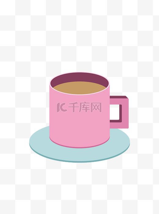 2.5D水杯杯垫粉色茶杯可商用元素图片