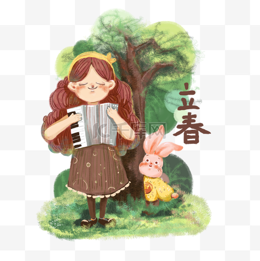 节气四季农历黄历转变插画兔子PNG图图片