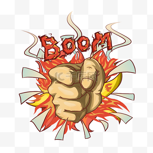 强壮有力的火焰拳头PNG图片