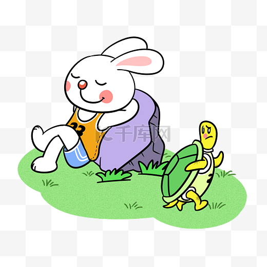卡通动物龟兔赛跑png透明底图片