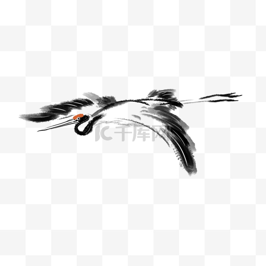 手绘飞翔的仙鹤插画图片