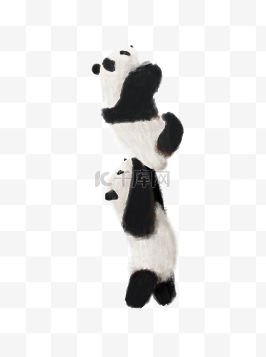 叠罗汉的萌宠小熊猫可商用元素图片