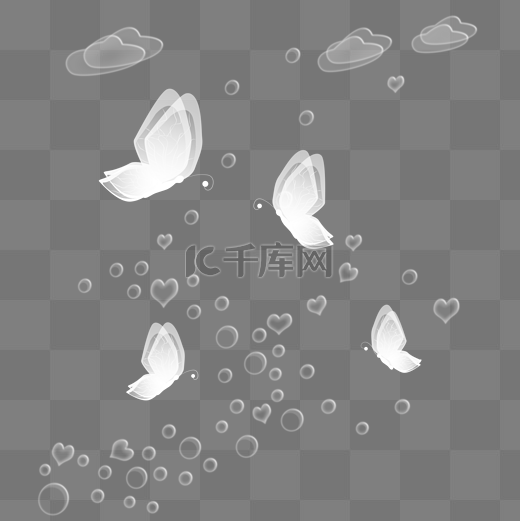 水晶蝴蝶气泡装饰矢量png素材图片