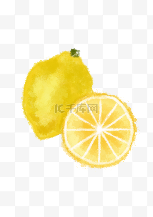 水墨柠檬夏天画手绘png图片