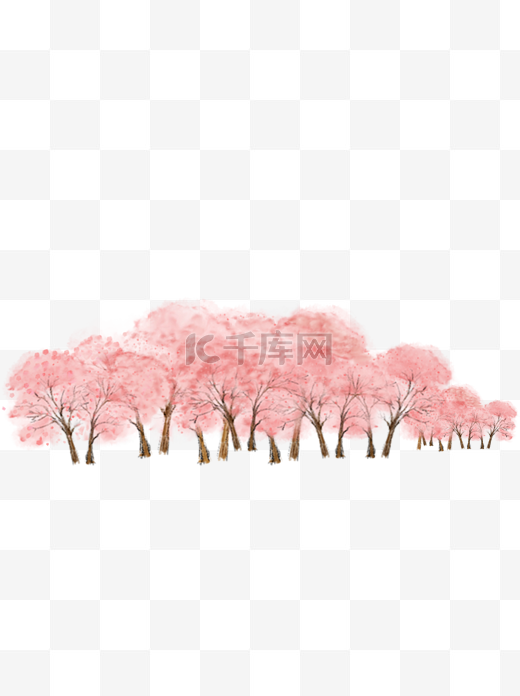 彩绘樱花园图案元素图片