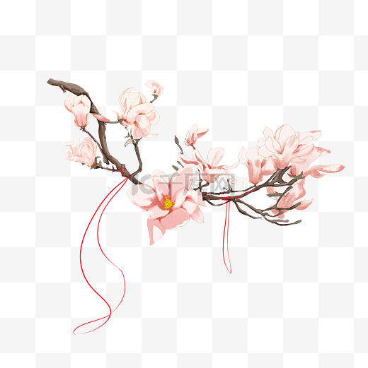 古风主题梅花手绘插画图片