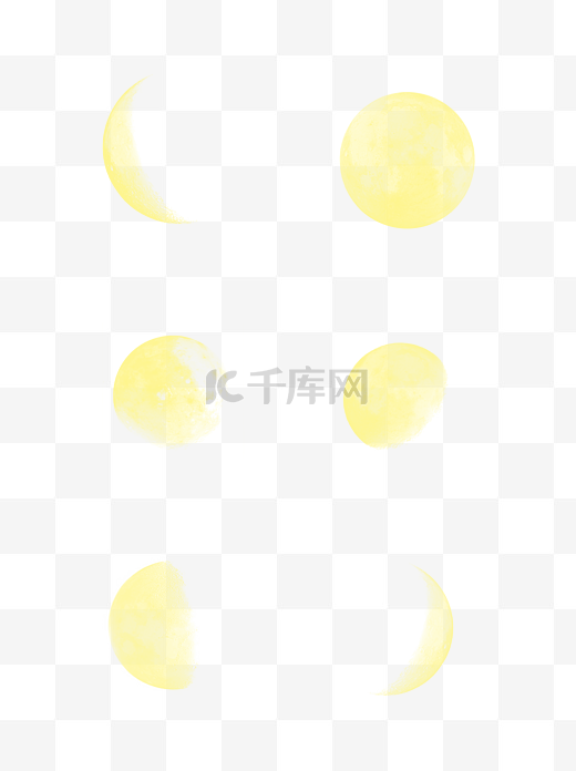 月亮黄色盈亏变化装饰素材设计图片