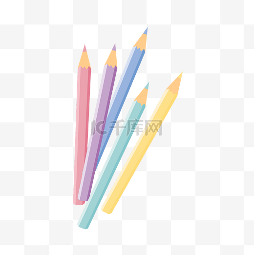 五支粉嫩的彩色铅笔图片
