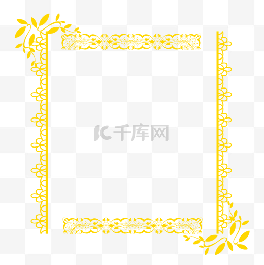黄色精致花纹边框元素图片