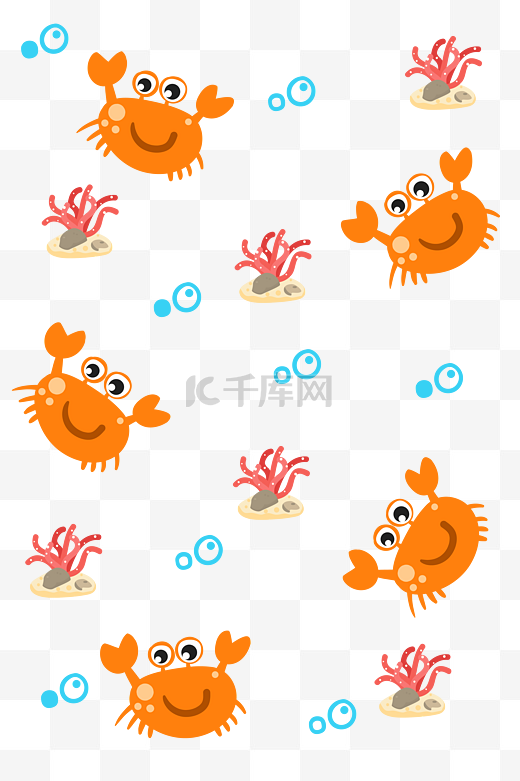 黄色的螃蟹底纹插画图片