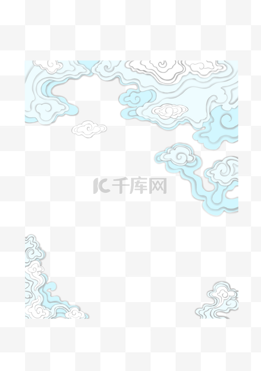 中国风剪纸层叠立体式祥云图片