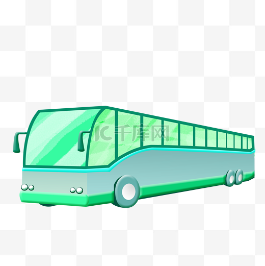 绿色的公交车图片