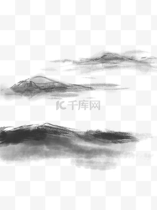 商用水墨画中国画山体山坡抽象写意山脉2图片