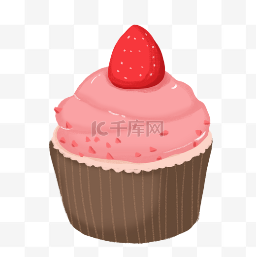 矢量手绘草莓水果蛋糕图片