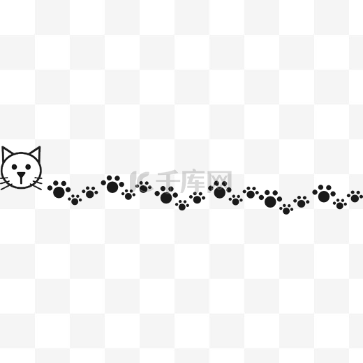 手绘猫咪爪子分割线插画图片