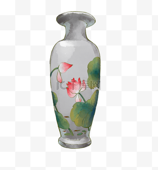 手绘瓷器花瓶古风图片